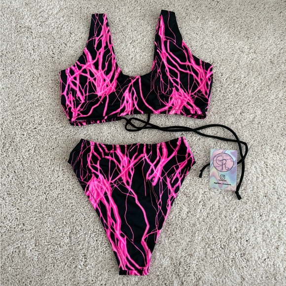 Vintage Neon Pink Lightning Rave Set - Picture 2 of 2